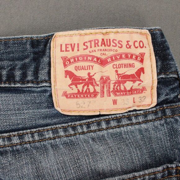 Levi’s 527 Jeans Men’s 33x32 Blue Bootcut Denim Mid Rise Stretch Casual - Picture 9 of 11